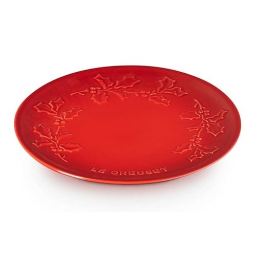 PRATO RASO LE CREUSET SPHERE HOLLY 19CM EM CERÂMICA VERMELHO 80033190600003