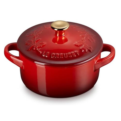 MINI COCOTTE HOLLY LE CREUSET 250ML/10CM EM CERÂMICA VERMELHO 80035250601503