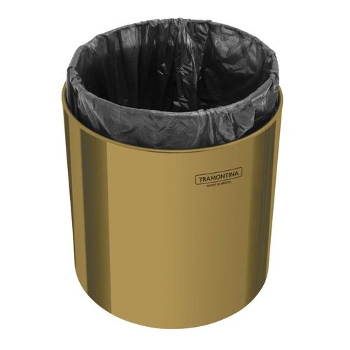 LIXEIRA TRAMONTINA 5L EM AÇO INOX COM TAMPA DOURADO 94540/051
