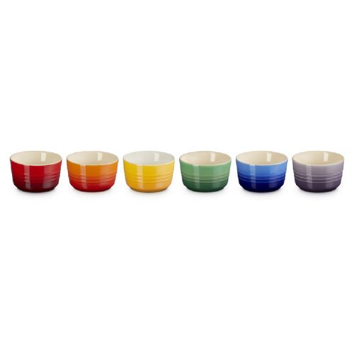 CONJUNTO 6 RAMEKINS LE CREUSET RAINBOW COLLECTION 100ML EM CERÂMICA COLORIDO 79134105219030