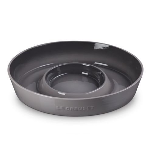 PRATO PARA APERITIVO LE CREUSET SIGNATURE OVAL 34CM EM CERÂMICA CINZA FLINT 82000344440099