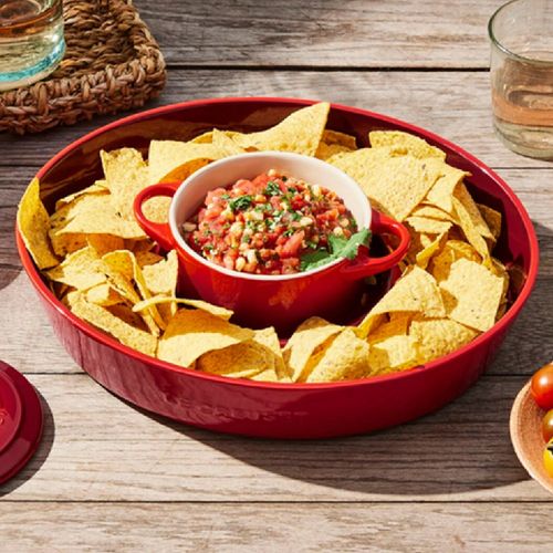 PRATO PARA APERITIVO LE CREUSET SIGNATURE OVAL 34CM EM CERÂMICA VERMELHO 82000340600099