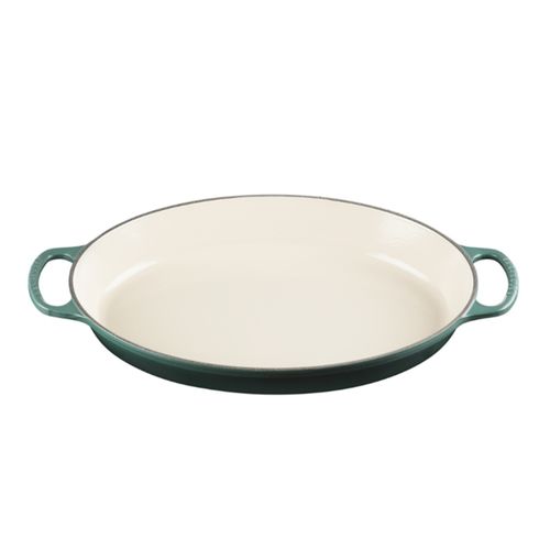 ASSADEIRA OVAL LE CREUSET SIGNATURE 36CM EM FERRO FUNDIDO VERDE ARTICHAUT 20188367954422