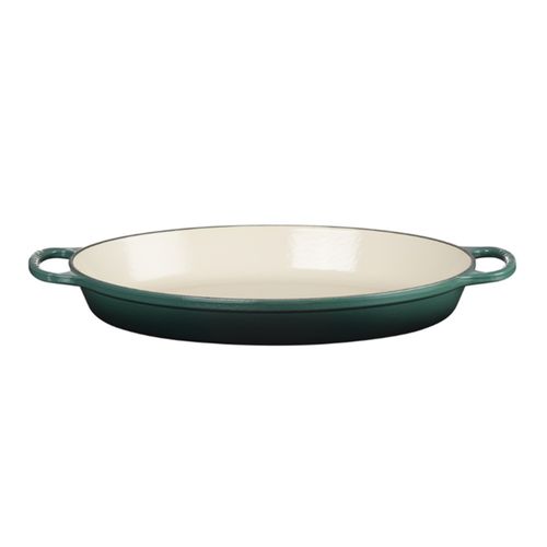 ASSADEIRA OVAL LE CREUSET SIGNATURE 36CM EM FERRO FUNDIDO VERDE ARTICHAUT 20188367954422