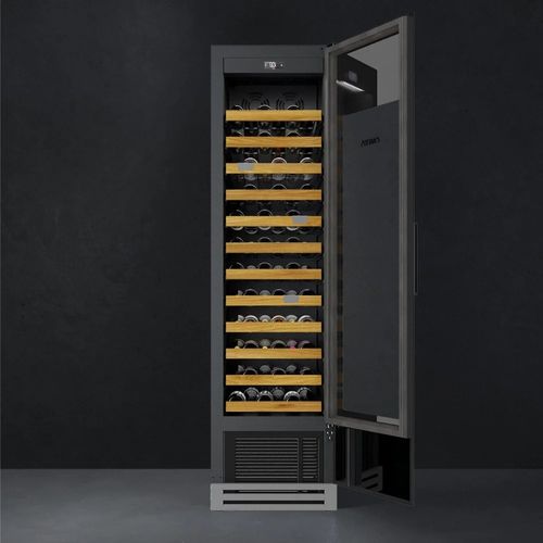 ADEGA ATTIMO SINGLE ZONE DE EMBUTIR EM AÇO INOX BLACK 72 GARRAFAS ABERTURA PARA ESQUERDA 220V ASA300BE202