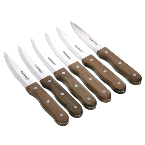 CONJUNTO 6 FACAS CUISINART 26CM EM AÇO INOX E CABO DE NOGUEIRA C55W-S6STK
