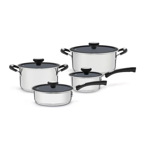 CONJUNTO 4 PANELAS TRAMONTINA SOLAR EM AÇO INOX REVESTIMENTO INTERNO EM CERÂMICA GRAFITE 65120/026