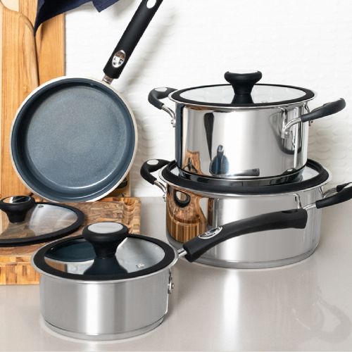 CONJUNTO 4 PANELAS TRAMONTINA SOLAR EM AÇO INOX REVESTIMENTO INTERNO EM CERÂMICA GRAFITE 65120/026