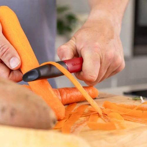 DESCASCADOR EURO KITCHENAID PARA FRUTAS E LEGUMES EM AÇO INOX E ABS VERMELHO KHA112OHEREG