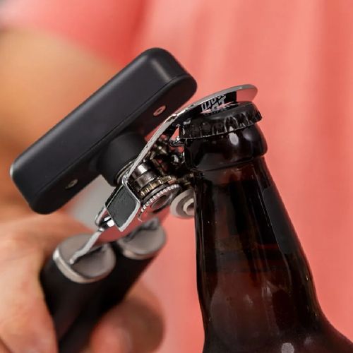 ABRIDOR DE LATAS E GARRAFAS KITCHENAID 22CM EM AÇO INOX PRETO KHH199OHOBEG