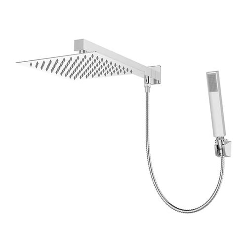 CHUVEIRO LEXXA AERIAL QUADRADO 20CM COM DUCHA EM AÇO INOX ESCOVADO LX4107NB