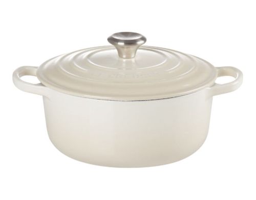 KIT LE CREUSET 5 PANELAS EM FERRO FUNDIDO COM 1 PORTA GUARDANAPO MERINGUE
