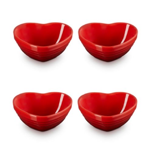 CONJUNTO 4 MINI BOWLS LE CREUSET CORAÇÃO EM CERÂMICA VERMELHO 89341900600008