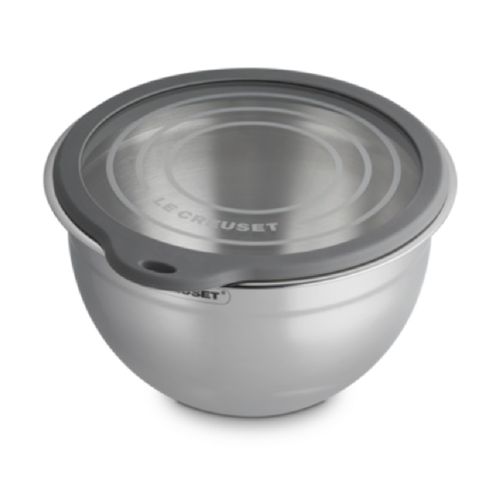 MIXING BOWL LE CREUSET 27CM EM AÇO INOX COM TAMPA DE VIDRO 41600270010100