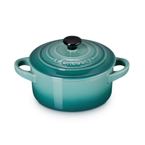 MINI COCOTTE LE CREUSET CLASSIC 250ML 10CM PUXADOR PRETO EM CERÂMICA BLEU RIVIERA 71901100990100