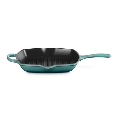 GRELHA QUADRADA LE CREUSET SIGNATURE 26CM EM FERRO FUNDIDO BLEU RIVIERA 20183260990422