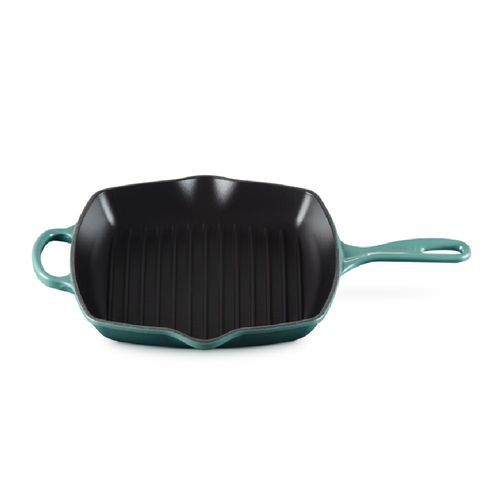 GRELHA QUADRADA LE CREUSET SIGNATURE 26CM EM FERRO FUNDIDO BLEU RIVIERA 20183260990422