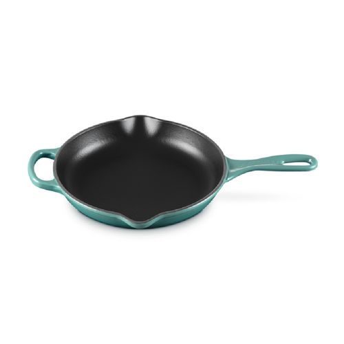 FRIGIDEIRA SKILLET LE CREUSET SIGNATURE 26CM REDONDA COM ALCA EM FERRO FUNDIDO BLEU RIVIERA 20182260990422